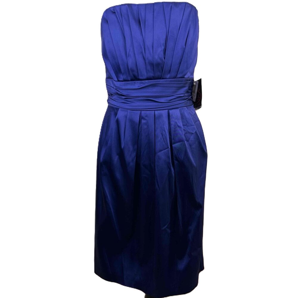 Dusk Collection By Sheila Yen Cobalt Blue Strapless Pleated Dress Size 6